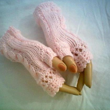 Cable Fingerless Knit Gloves by Car..