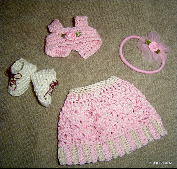 4PC Miniature Crochet Pattern Smaller Ashton Drake Effner 13' dolls 0050
