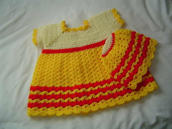 03-06 Months Crochet Baby Dress and Beanie Pattern Set 0030C