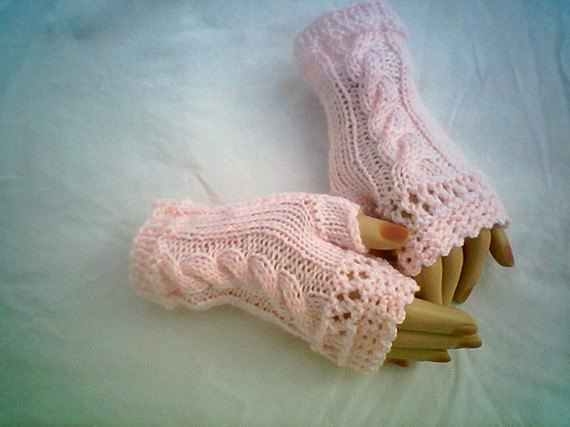 Cable Fingerless Knit Gloves by CarussDesignZ 0069
