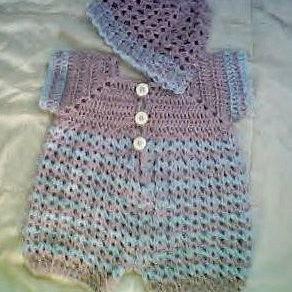 Baby Boy Crochet Blue Kisses Romper Set by CarussDesignz 0024B